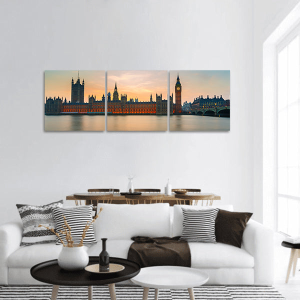 Big Ben and Houses of parliament at dusk panoramic canvas wall art