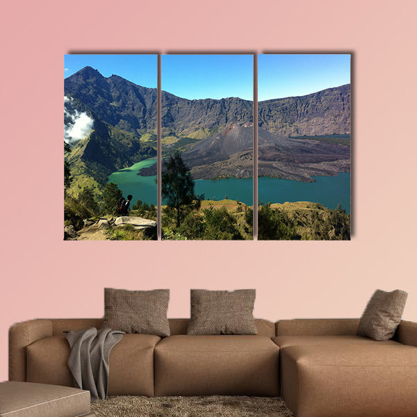 Mount Rinjani and Segara Anak Lake with Gunung baru  wall art