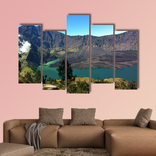 Mount Rinjani and Segara Anak Lake with Gunung baru  wall art