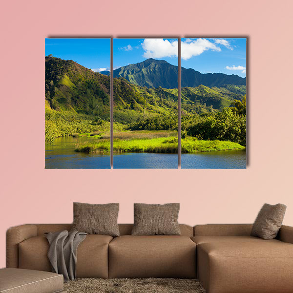 Lush mountains at the North coast of Kauai Island, Hawaii Multi panel canvas wall art
