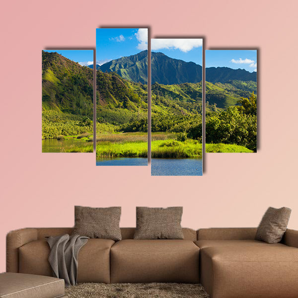 Lush mountains at the North coast of Kauai Island, Hawaii Multi panel canvas wall art