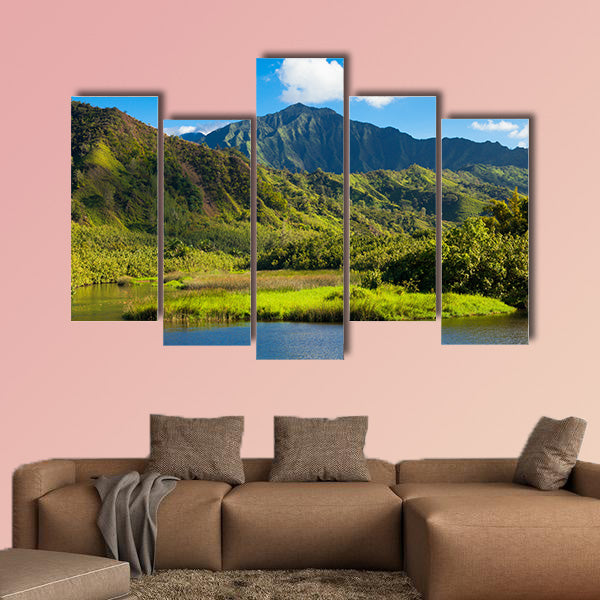 Lush mountains at the North coast of Kauai Island, Hawaii Multi panel canvas wall art