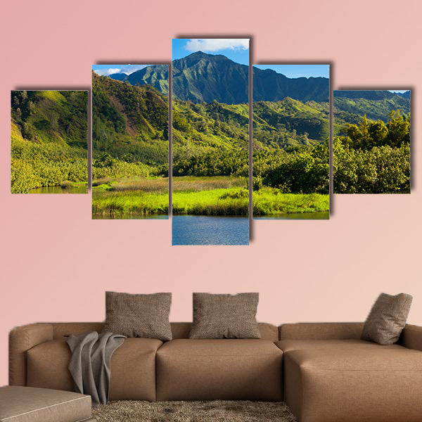 Lush mountains at the North coast of Kauai Island, Hawaii Multi panel canvas wall art