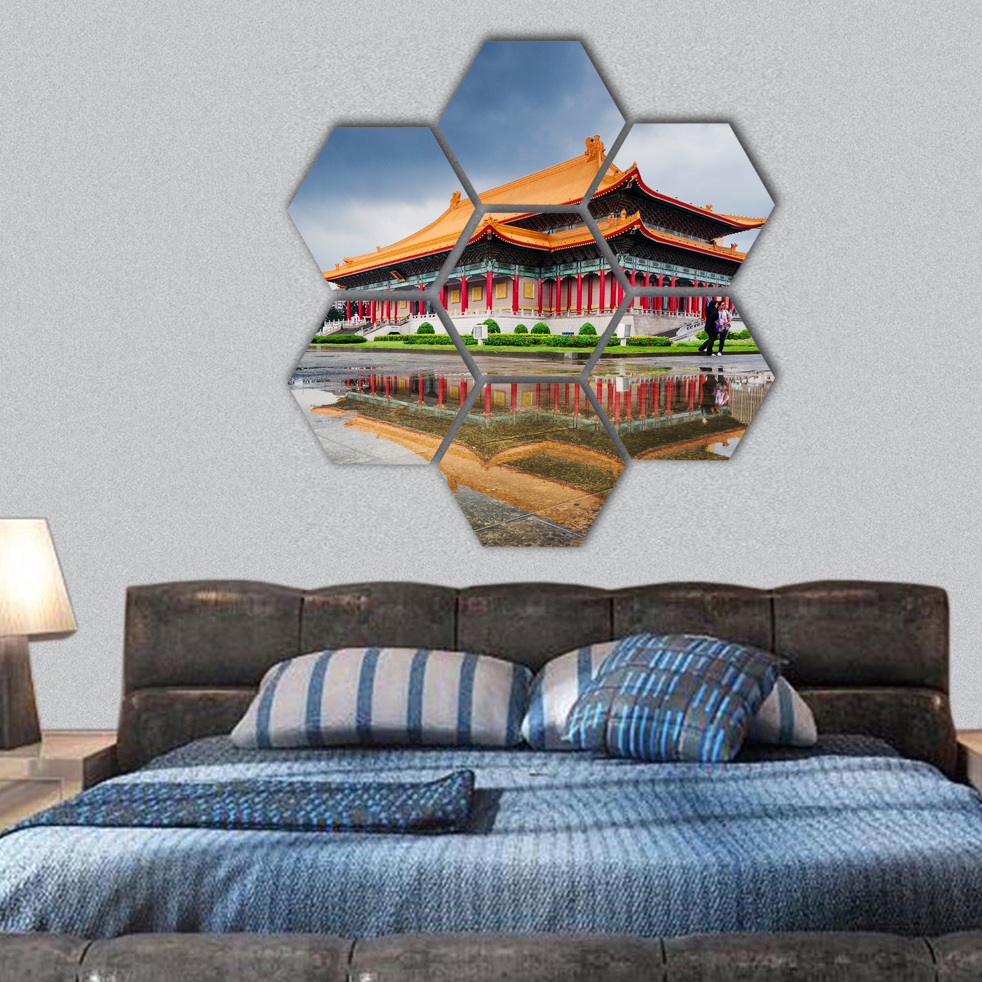 Taipei Chiang Kai Shek memorial hall hexagonal canvas wall art