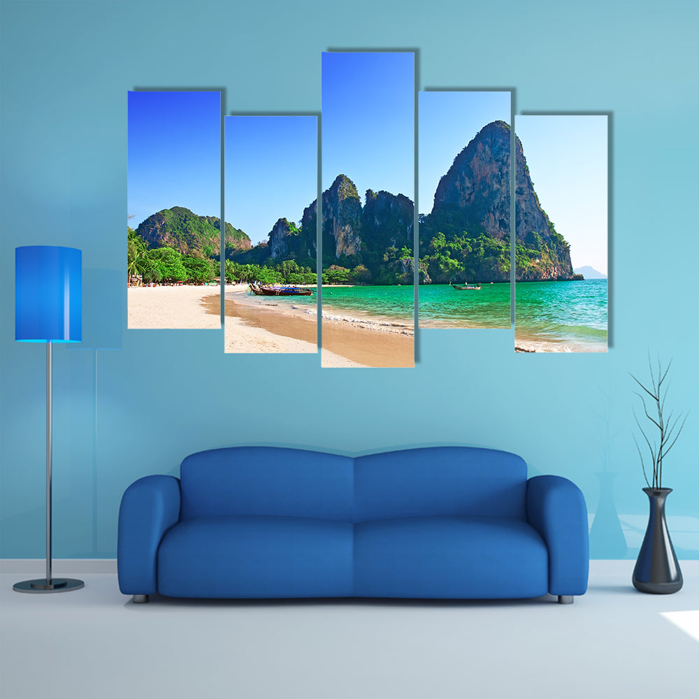 The Railay beach in Krabi, Thailand, Asia Multi Panel canvas wall art
