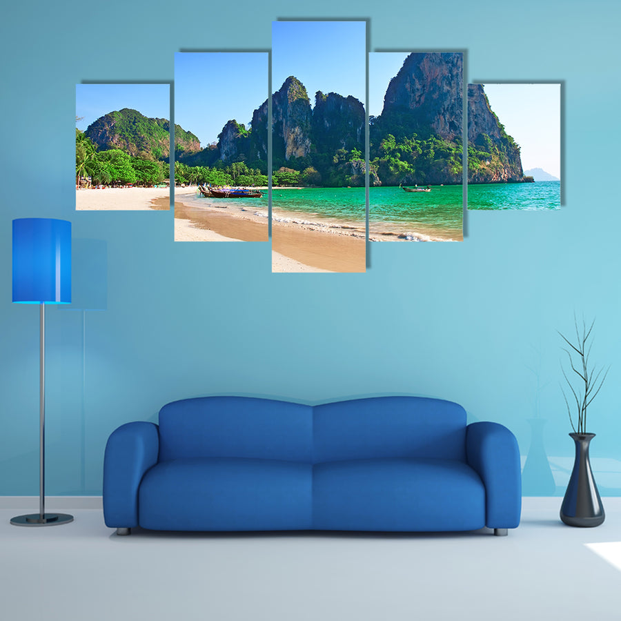 The Railay beach in Krabi, Thailand, Asia Multi Panel canvas wall art