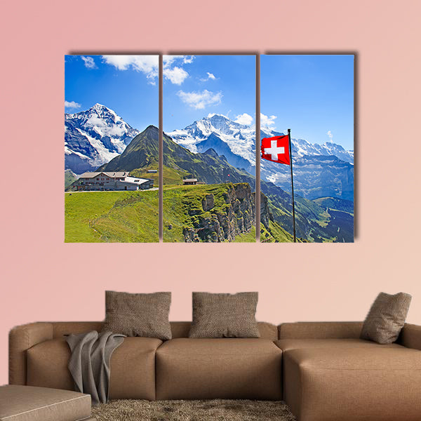  Swiss flag on the top of Mannlichen (Jungfrau region, Bern, wall art