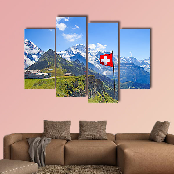  Swiss flag on the top of Mannlichen (Jungfrau region, Bern, wall art