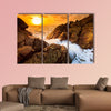  Landscape sunset sea waves line impact rock on the beach multi panel canvas wall art