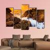  Landscape sunset sea waves line impact rock on the beach multi panel canvas wall art