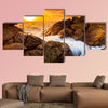  Landscape sunset sea waves line impact rock on the beach multi panel canvas wall art