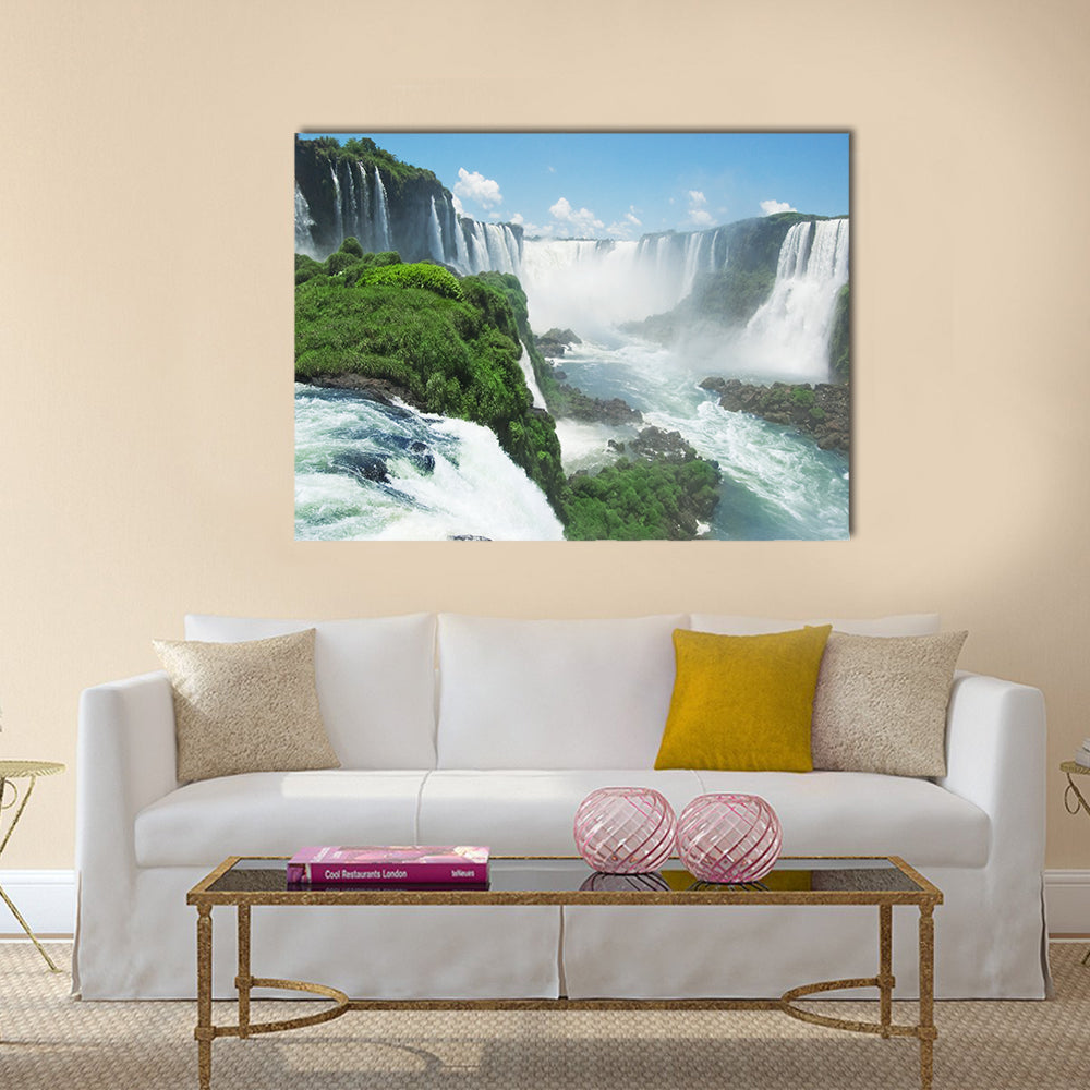 The famous Iguazu Falls on the border of Brazil and Argentina Multi Panel Canvas Wall Art