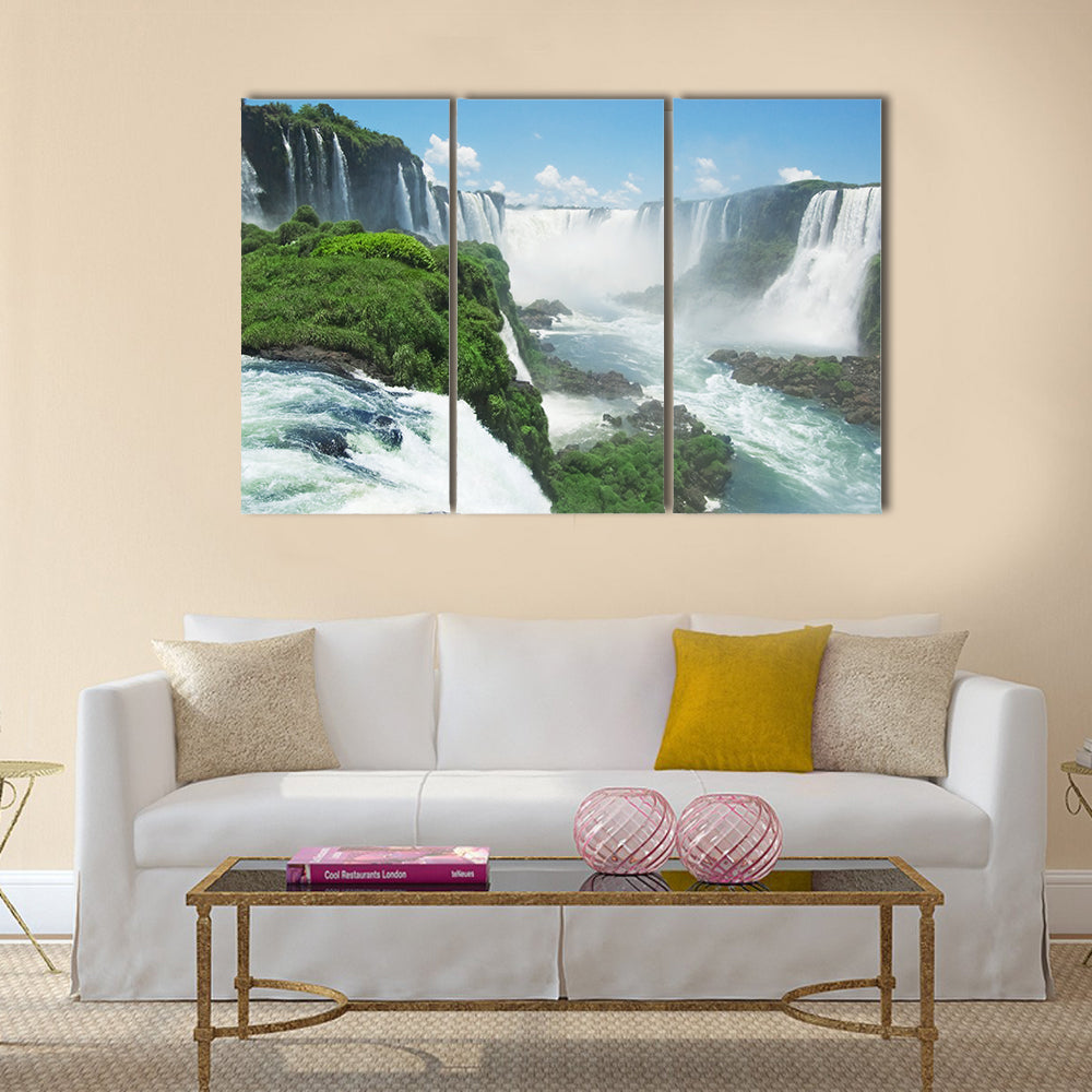 The famous Iguazu Falls on the border of Brazil and Argentina Multi Panel Canvas Wall Art