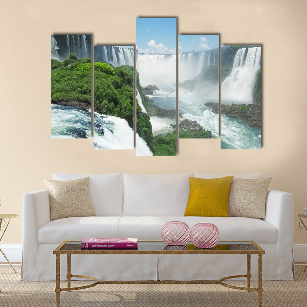 The famous Iguazu Falls on the border of Brazil and Argentina Multi Panel Canvas Wall Art