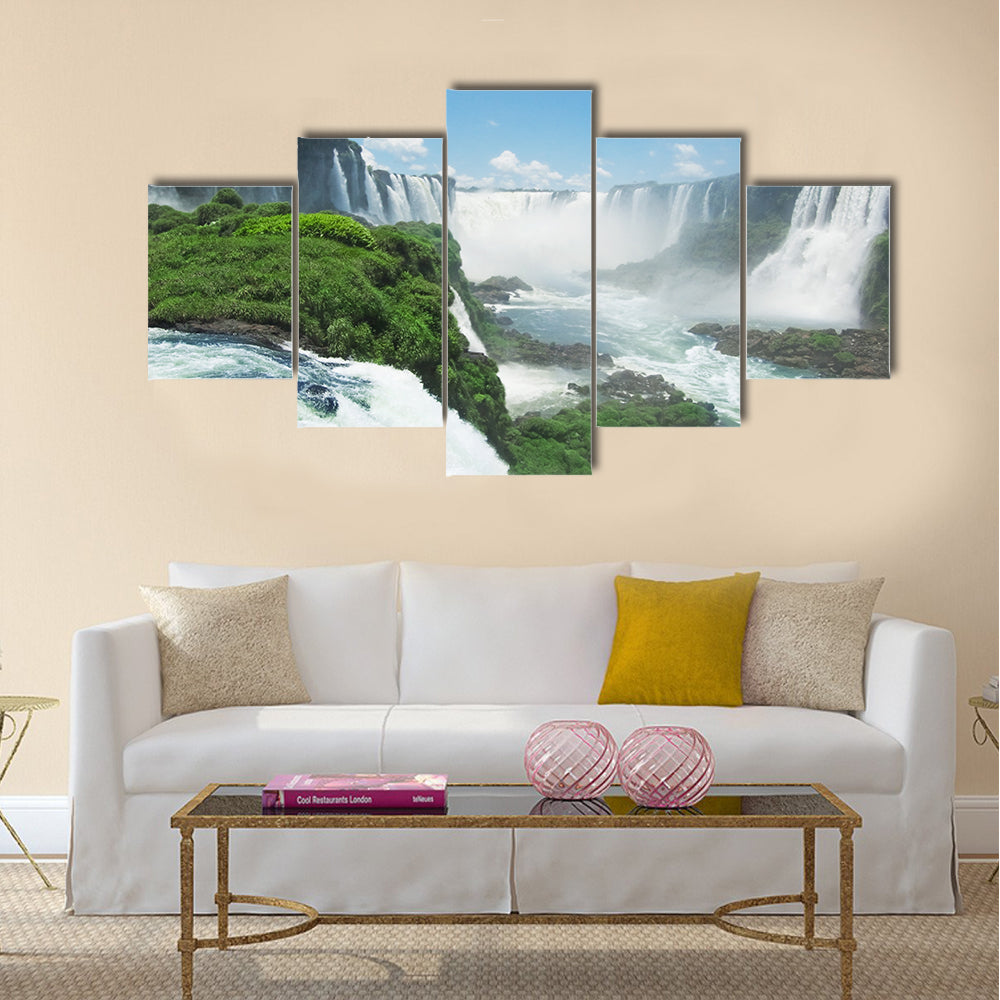 The famous Iguazu Falls on the border of Brazil and Argentina Multi Panel Canvas Wall Art