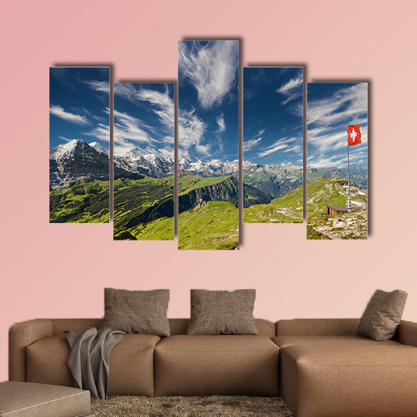 Panoramic View of the Swiss Alps multi panel canvas wall art