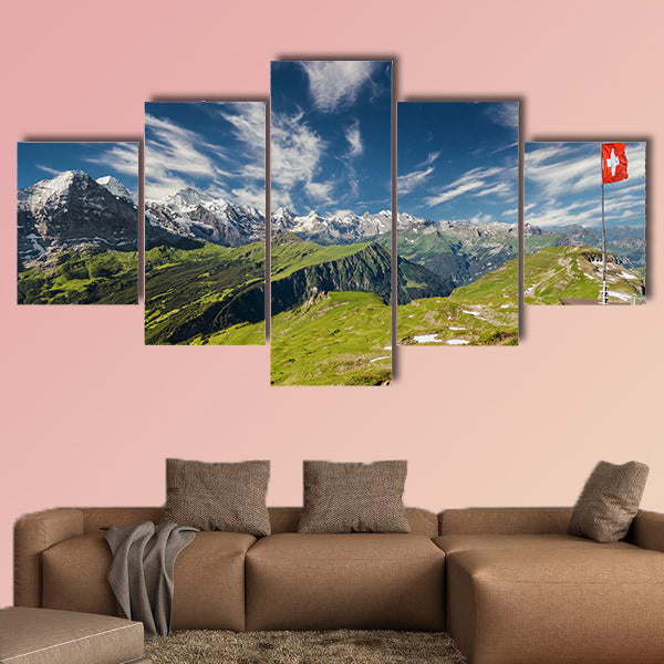 Panoramic View of the Swiss Alps multi panel canvas wall art
