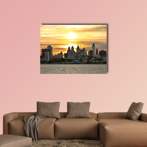 Downtown Center City Philadelphia scenic skyline multi panel canvas wall art