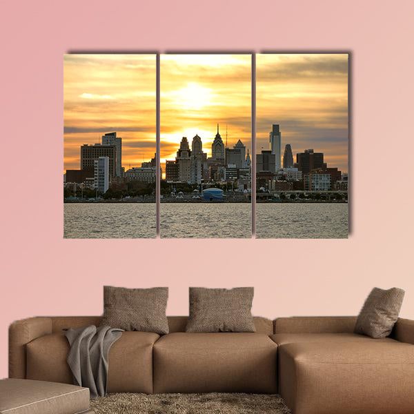 Downtown Center City Philadelphia scenic skyline multi panel canvas wall art