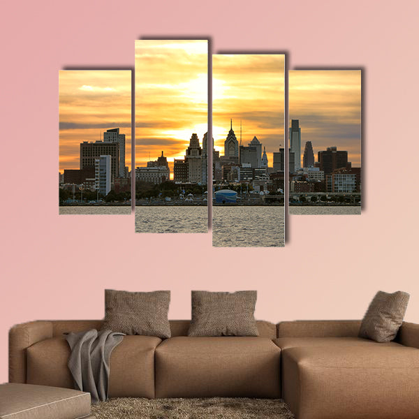 Downtown Center City Philadelphia scenic skyline multi panel canvas wall art