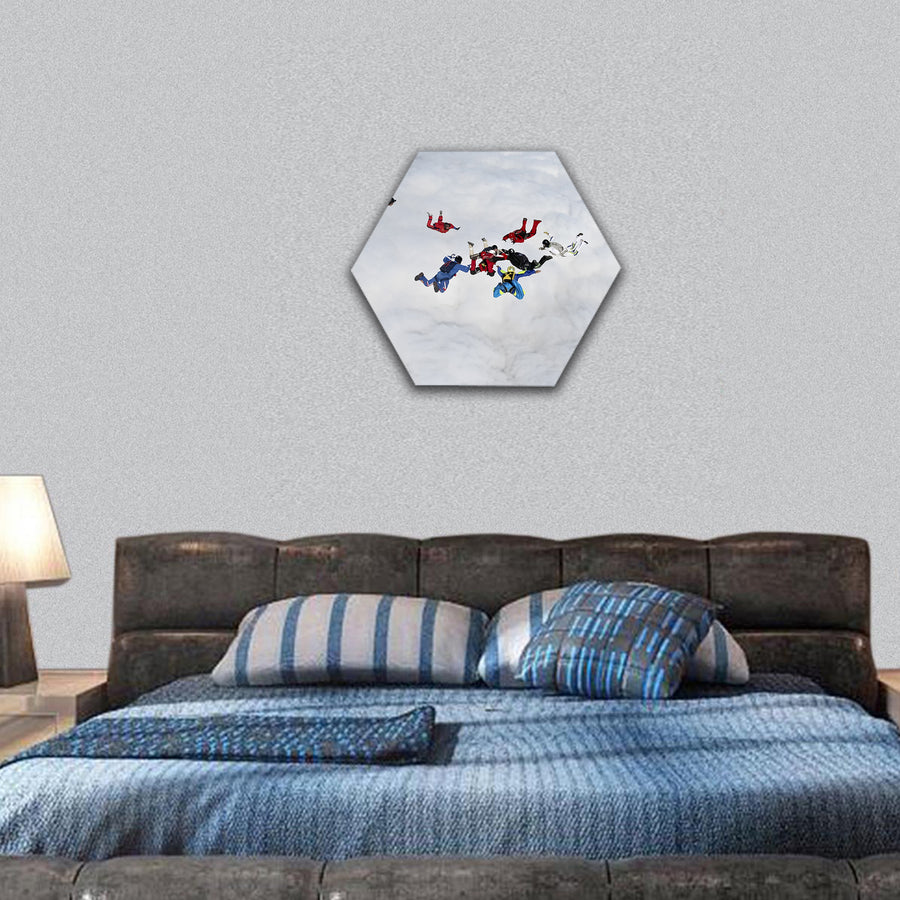 Skydiving photo hexagonal canvas wall art