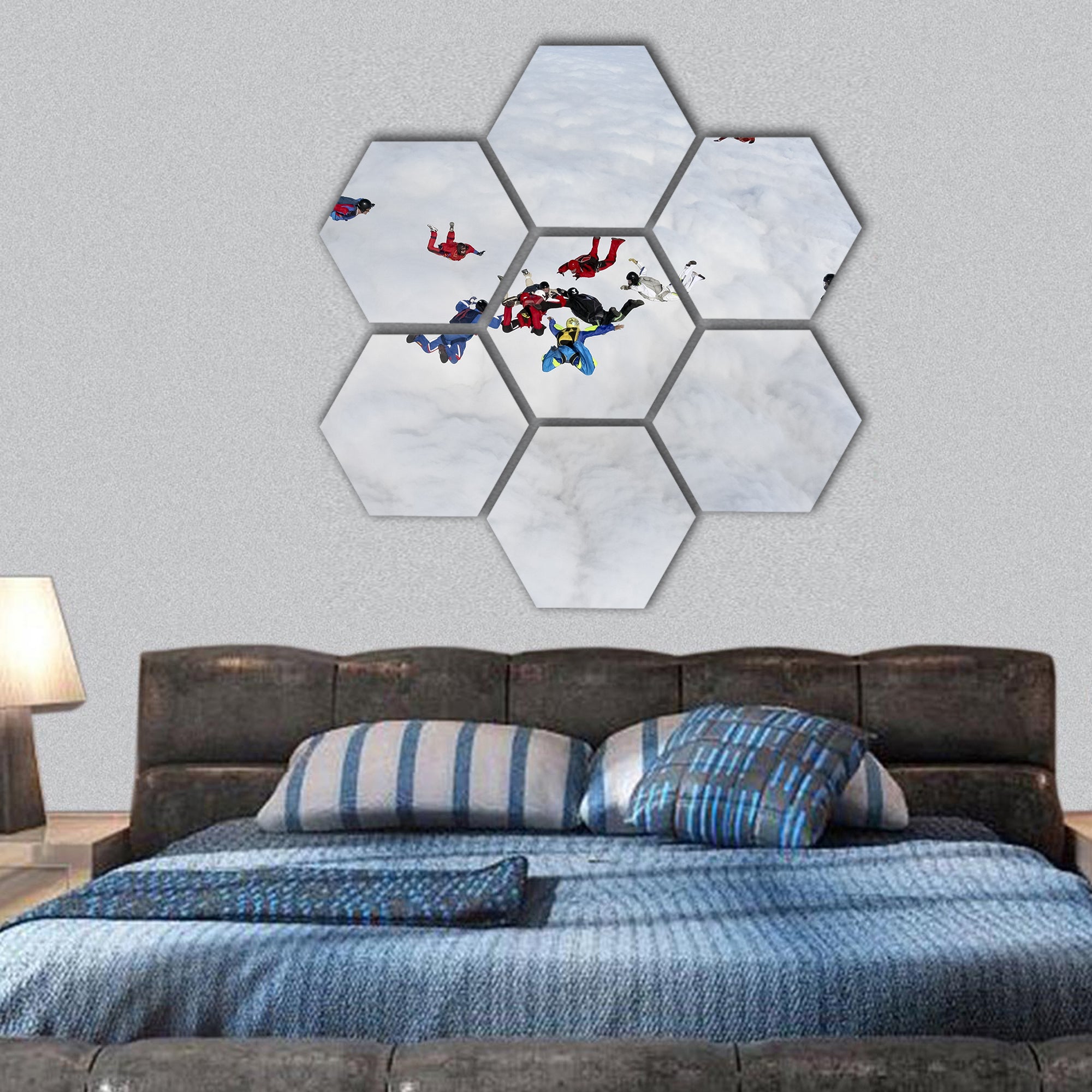 Skydiving photo hexagonal canvas wall art