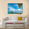 Maldivian house on a tropical island, travel background Multi panel canvas wall art