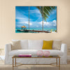 Maldivian house on a tropical island, travel background Multi panel canvas wall art