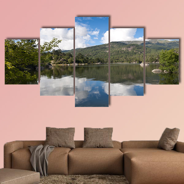 Views of the reservoir of El Burguillo, Avila, Spain Multi panel canvas wall art