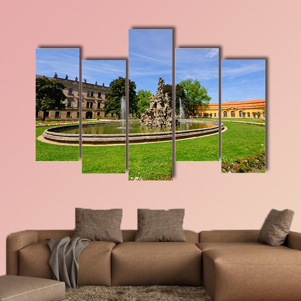 Schlossgarten in summer in Erlangen, Germany multi panel canvas wall art