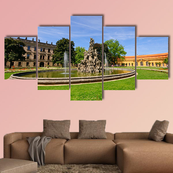 Schlossgarten in summer in Erlangen, Germany multi panel canvas wall art