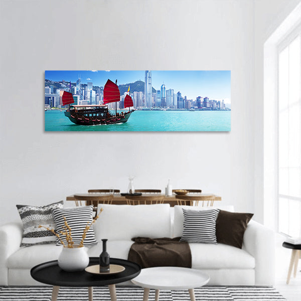 Hong Kong harbour panoramic canvas wall art