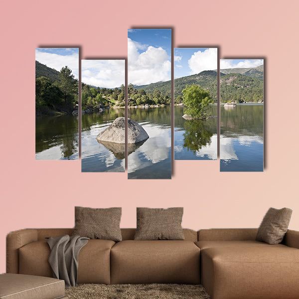 Beautiful View of the reservoir of El Burguillo, Avila, Spain Multi Panel Canvas Wall Art