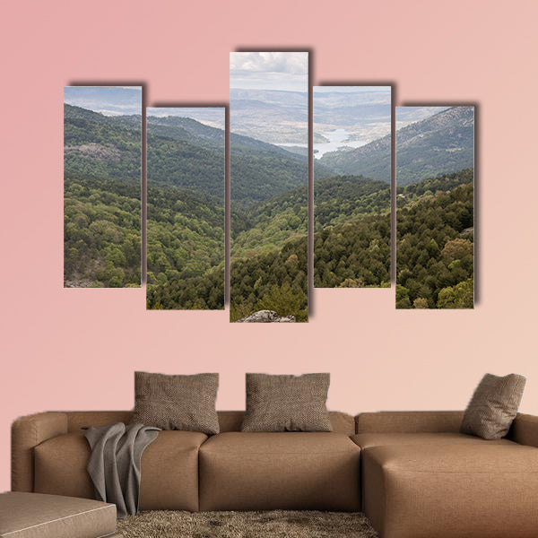 Views of Iruelas Valley, with the El Bruguillo reservoi, Casillas Mountain Multi Panel Canvas Wall Art