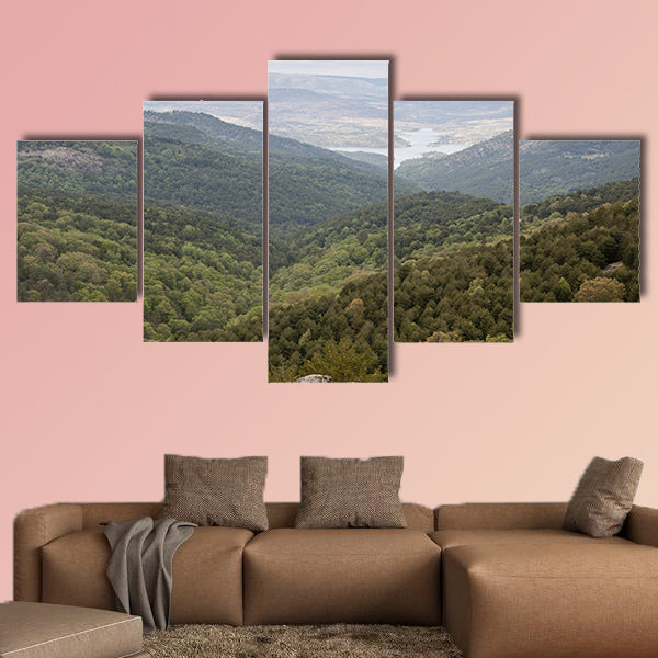 Views of Iruelas Valley, with the El Bruguillo reservoi, Casillas Mountain Multi Panel Canvas Wall Art