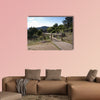 Wooden pathway through the forest in Iruelas Valley Natural Park, Avila, Spain, Multi Panel Canvas Wall Art