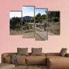 Wooden pathway through the forest in Iruelas Valley Natural Park, Avila, Spain, Multi Panel Canvas Wall Art