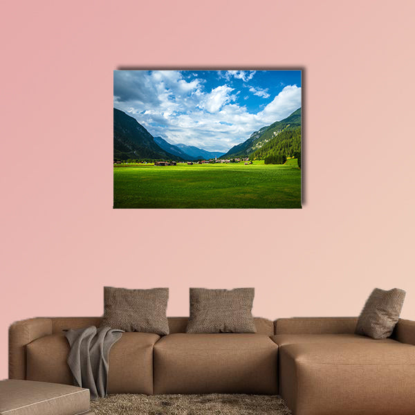 Little village in the mountains, travel to Austria, summer holiday in Europe Multi panel canvas wall art