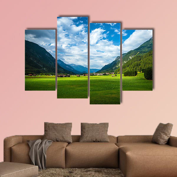 Little village in the mountains, travel to Austria, summer holiday in Europe Multi panel canvas wall art
