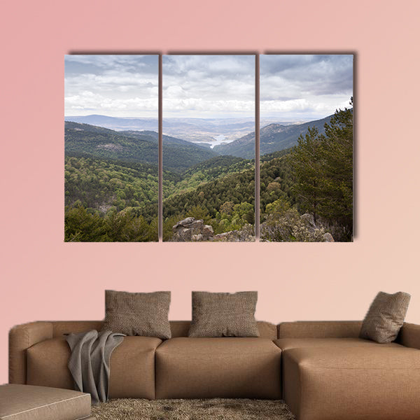 Views of Iruelas Valley, with the El Bruguillo reservoir at the background, Multi Panel Canvas Wall Art