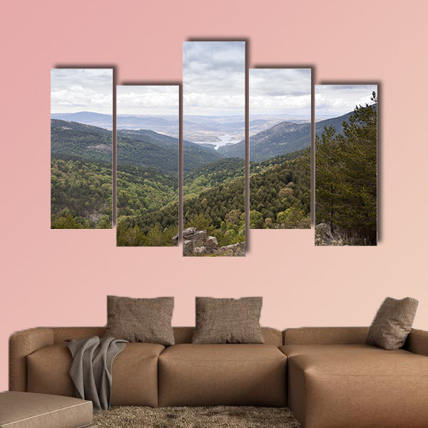 Views of Iruelas Valley, with the El Bruguillo reservoir at the background, Multi Panel Canvas Wall Art
