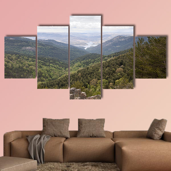 Views of Iruelas Valley, with the El Bruguillo reservoir at the background, Multi Panel Canvas Wall Art