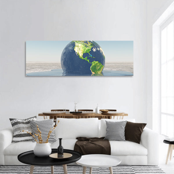 Earth melting into water panoramic canvas wall art