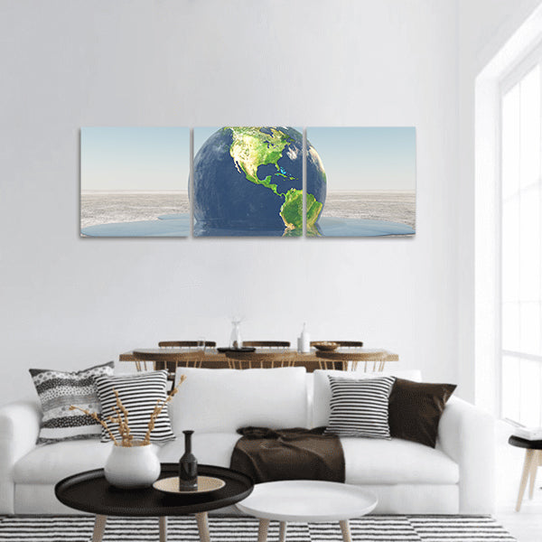 Earth melting into water panoramic canvas wall art