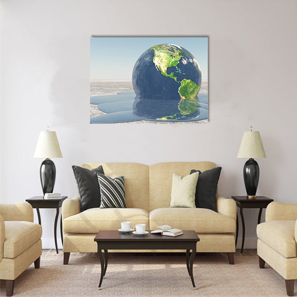 Earth melting into water Multi Panel Canvas Wall Art