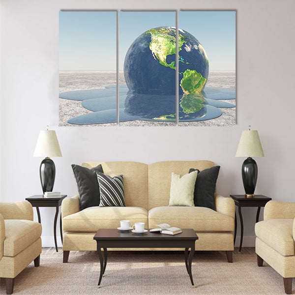 Earth melting into water Multi Panel Canvas Wall Art
