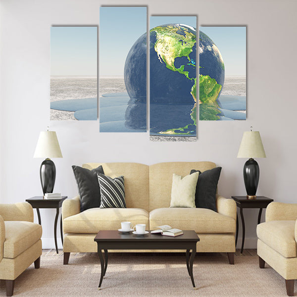 Earth melting into water Multi Panel Canvas Wall Art