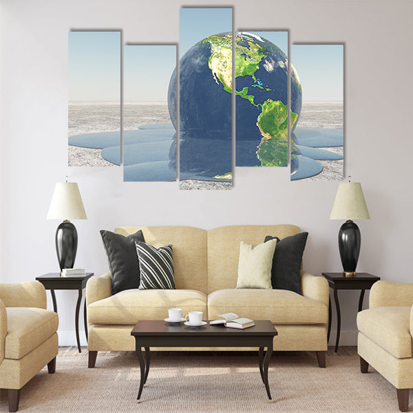 Earth melting into water Multi Panel Canvas Wall Art