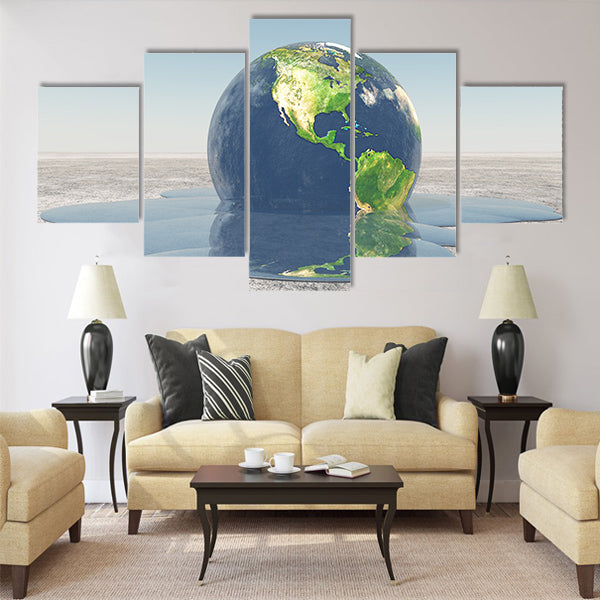 Earth melting into water Multi Panel Canvas Wall Art