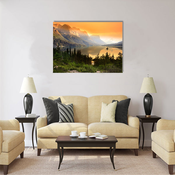 Wild Goose Island on Saint Mary Lake Multi panel canvas wall art